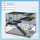 PawHut Cage with Glass Basin for Small Hamsters - Black-Front door provides easy access