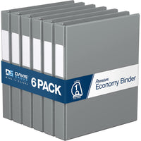 Davis Group Premium Economy Binder - D Ring - 1" - Grey - 6 Pack-3 Ring Binder