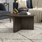 Hudson&Canal Anders 32"W Round Coffee Table - Alder Brown-Clean with a soft, dry cloth and no harsh chemicals or abrasive cleaning materials