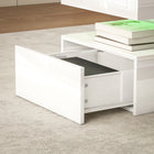 HOMCOM LED Coffee Table with 2 Drawers - White-Robust particle board construction with non-slip foot pads, supports up to 110 lbs (50 kg)