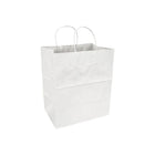 Eddie's Recycled Shopper Paper Bag - 10" x 7" x 12" - White - 100 Pack-Our white kraft paper shoppers are 120 gsm
