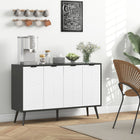HOMCOM Modern 47.2" L Sideboard Buffet Cabinet - Black-Equipped with two adjustable shelves to accommodate items of various heights