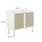 Modway Chaucer 36" Bathroom Vanity Cabinet - White-Adjustable Shelf