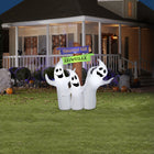 GEMMY Airblown Inflatable Halloween Ghost Trio Sign - 68" x 72"-Includes stakes and tethers