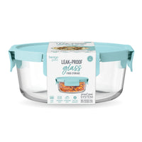 Bentgo Glass Leak-Proof Glass Food Storage - 970 mL - Soft Aqua-Keep food fresh and organized in the fridge with this versatile non-porous glass container