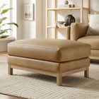 Modway Roscoe Vegan Leather Ottoman - Toast-Kiln-Dried Weathered Wood Frame