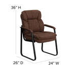 Flash Furniture Brown Microfiber Executive Side Reception Chair with Lumbar Support & Sled Base-Floor Glides