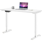 MotionGrey 43" Ergo2 Electric Sit Stand Height Adjustable Standing Desk - White/White-MDF surface desk top with industrial grade steel standing desk leg frame