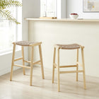 Modway Saoirse Woven Rope Wood Bar Stool - Natural Natural - Set of 2-6