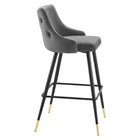 Modway Adorn Performance Velvet Bar Stool - Gray-Black Tapered Legs