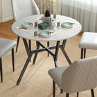 HOMCOM Round Dining Table with Steel Frame for Kitchen - Grey-Optimal 2-seater size for smaller kitchen and dining spaces