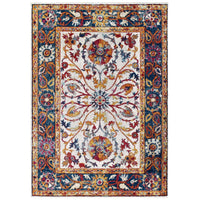 Modway Entourage Samira Distressed Vintage Floral Vintage Medallion Area Rug - 8 ft W x 10 ft L - Multicolored-Distressed Vintage Floral Vintage Medallion Area Rug