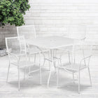 35.5'' Square White Indoor-Outdoor Steel Patio Table Set with 4 Square Back Chairs [CO-35SQ-02CHR4-WH-GG]-White Powder Coat Finish