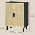 HOMCOM Boho 28.7" L Sideboard - Black-Adjustable shelves allow you to store larger items