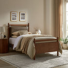 Modway Leni Twin Size Vegan Leather and Wood Platform Bed Frame - Walnut Mushroom-Faux Leather Upholstered Pillow