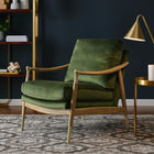 Modway Langford Performance Velvet Accent Armchair - Moss Green Walnut-Performance Velvet Fabric
