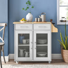 Modway Cuisine Kitchen Cart - White Natural-Particleboard and Paper Laminate