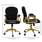 Vinsetto Vanity Office Chair with Button Tufted Backrest and Arms - Black-360 degree swivel seat for easy mobility and optimal task engagement