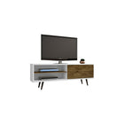Manhattan Comfort Liberty MDP and MDF 62.99"W TV Stand, White and Rustic Brown (201AMC69)-Free Standing TV Stand for Living Room and Bedroom use.