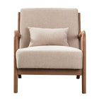 Ebello Hertford 26" Wide Mid Century Upholstered Solid Wood Accent Chair with an Extra Pillow - Beige-Dimensions: 29" H x 26" W x 32" D
