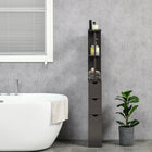 HOMCOM Narrow Bathroom Floor Cabinet with Drawer and Open Shelves - Brown-Provides ample storage space with style  