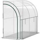 Outsunny Walk-in Wall Lean-to Greenhouse with Weed Barrier - 7' x 3' x 5' - White- Lean-to-wall design increases space utilisation and reduces wind impact
 