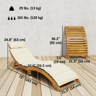 Outsunny Folding Chaise Lounge Chair Outdoor - Acacia Wood - Cream White-90-degree adjustable canopy offers varied sun protection