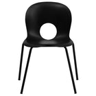 Flash Furniture HERCULES Series Designer Plastic Stack Chair with Black Frame - Black-Limited Lifetime Warranty on Frame