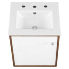 Modway Transmit 18" Wall-Mount Bathroom Vanity - Walnut/White-Chrome Hardware