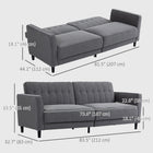 HOMCOM Modern Convertible Sofa Bed - Charcoal Grey-Linen-feel fabric is soft to the touch and breathable
