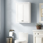 HOMCOM Bathroom Wall Cabinet with 2 Doors and Adjustable Shelves - White-Wall-mounted design saves floor space, great for small bathrooms