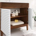Modway Render 36" Bathroom Vanity - White/Walnut/White-MDF and Particleboard