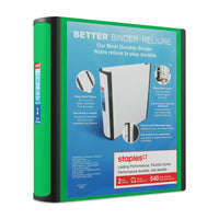 Staples Better Binder - 2" - Green-Longer lasting, easier to use