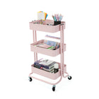 Simply 3 Tier Rolling Cart - Pink-Utility cart easy for storage and moving