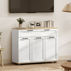 HOMCOM 40" Modern Sideboard Buffet Cabinet with Drawers & Storage Doors - White-Colour: White, Natural