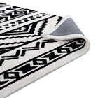 Modway Haku Geometric Moroccan Tribal Area Rug - 5 ft W x 8 ft L - Black/White-High Density / Machine-Woven