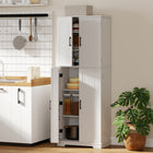 HOMCOM 64" H Pantry Cabinet with Adjustable Shelves - White-Eight door racks give easy access to spices, maximizing your storage space efficiently 