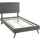Modway Camille Fabric Twin Platform Bed with Round Splayed Legs - Grey-Fine Polyester Upholstery