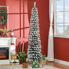 HOMCOM 7' Artificial Christmas Tree with Realistic Branches - Green-Sprayed with artificial snow to add wintry appearance 