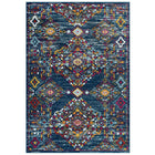 Modway Entourage Khalida Distressed Vintage Floral Lattice Area Rug - 5 ft W x 8 ft L - Blue Orange Yellow Red-Distressed Vintage Floral Lattice Area Rug 