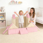 Qaba 12-Piece Modular Kids Play Couch - Child Sectional Sofa - Pink-Transforms into a fort, sofa or climbing blocks for versatile play

