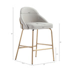 Manhattan Comfort Gracie 22" Modern Leatherette Upholstered Counter Stool - Stone and Gold - 3 Pack-Upholstered in Luxurious Leatherette with Fine Stitching 