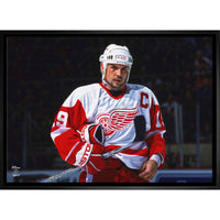 Steve Yzerman Red Wings - Framed Canvas - 31" x 22"-Premium canvas print with gallery-wrapped edges