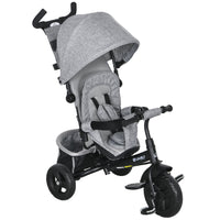 Qaba 6-in-1 Toddler Tricycle with Parent-Push Handle - Grey-6 in 1 design, ensures a comfortable and safe ride for your child as they grow 