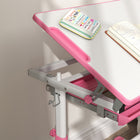 Qaba Height Adjustable Kids Desk & Chair Set with Tiltable Desktop - Pink-Constructed from solid MDF and steel for durability and stability
