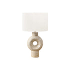 Monarch Specialties 28" H Contemporary Table Lamp - Beige Resin / Ivory / Cream Shade-Add modern flair to your interior with this stunning 28"h table lamp featuring a stylish beige resin base resembling travertine stone with a circular cut-out and a soft ivory fabric shade, perfect for adding a trendy accent to your living room, bedroom, or office