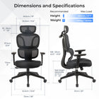 MotionGrey Mellow Ergonomic High Back Office Chair with Adjustable Armrests - Black-Fully Adjustable Support - This chair includes a fully adjustable headrest and armrests, providing personalized support that adapts to your preferences. The built-in Class 4 piston allows for smooth height adjustments, making it easy to find your perfect seating position