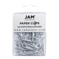 JAM Paper Colourful Standard Paper Clips - 1"- White - 100 Pack-Colour: White 