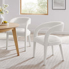 Modway Pinnacle Boucle Upholstered Dining Chair - Ivory - 2 Pack-Non-Marking Foot Pins