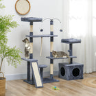 PawHut 53" Cat Tree Tower with Scratching Posts, Condo and Beds - Dark Grey-Multiple platforms for climbing and viewing 